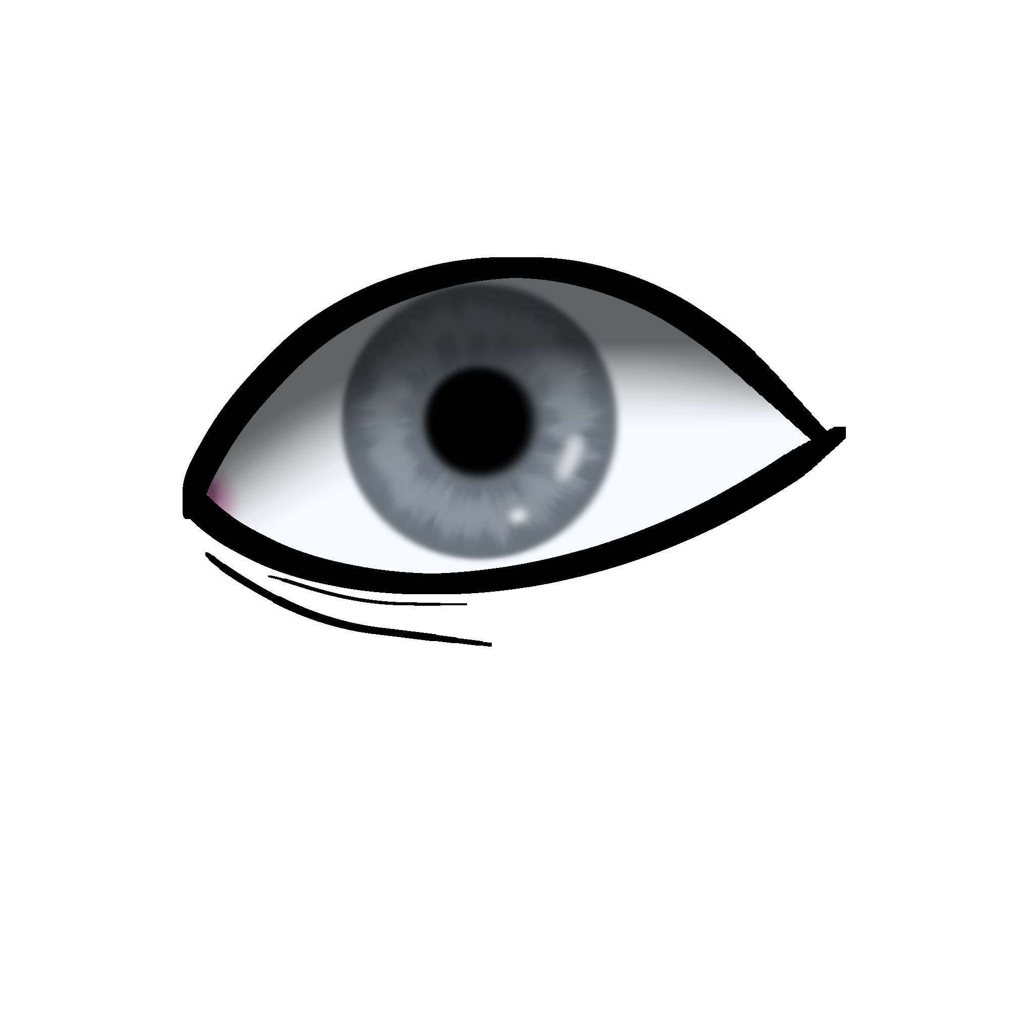  a stylized drawing of an eye with a grey iris